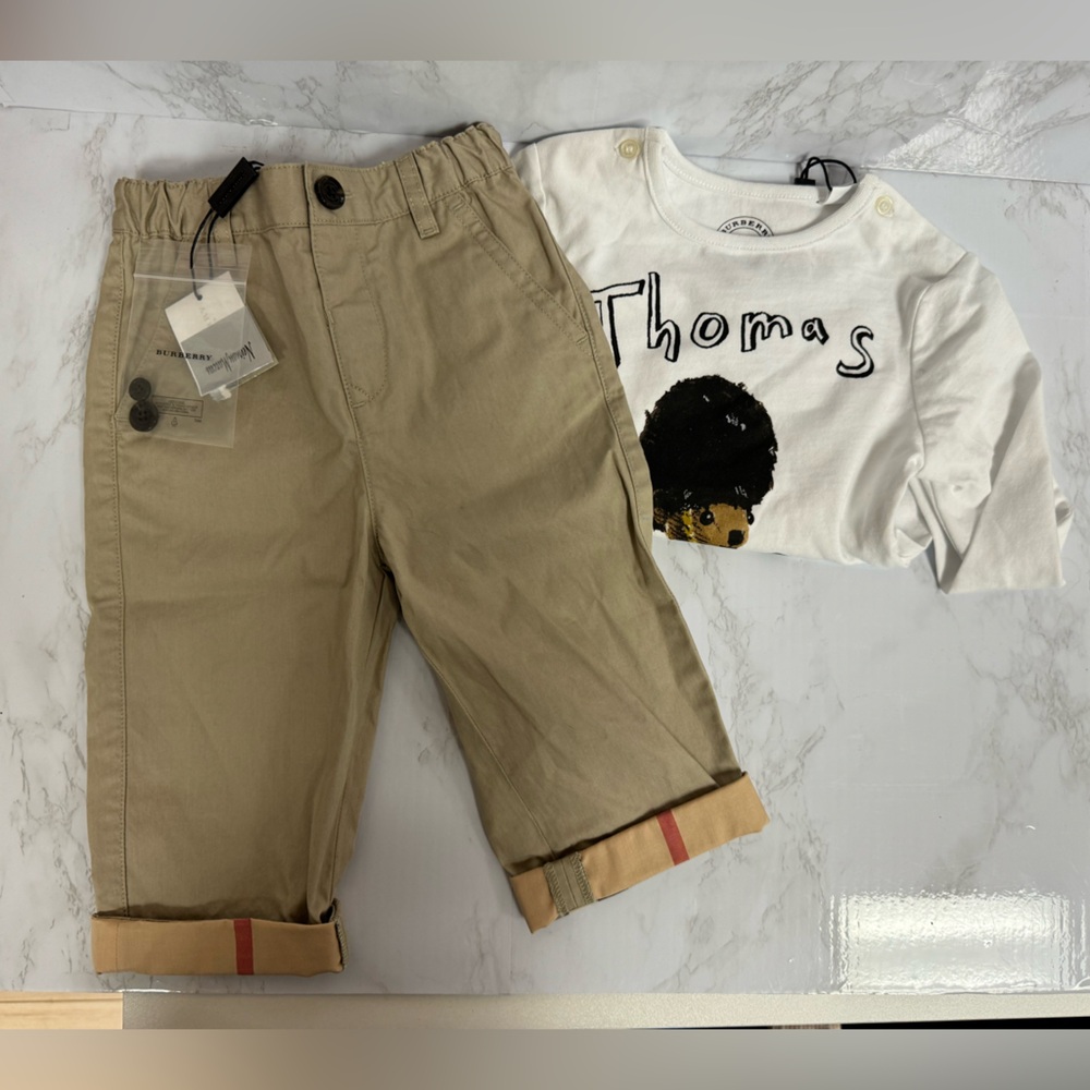 Burberry Kids Matching Set - White and Tan